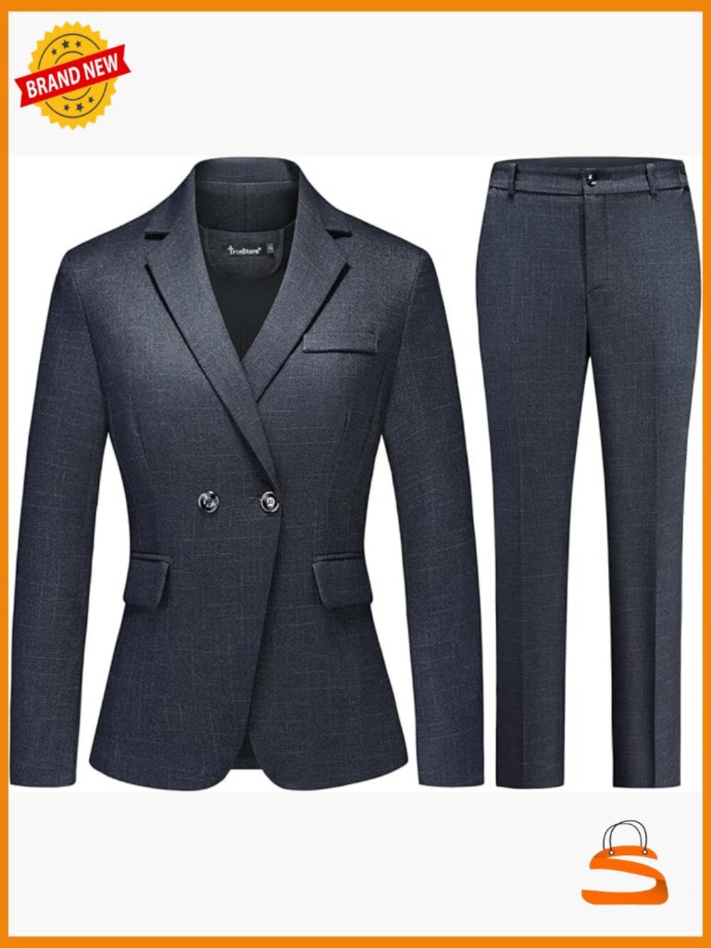 Women's 2-Piece Plaid Pantsuit Set Blazer & Trousers Office Work Suit